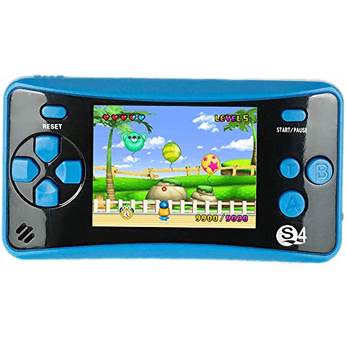 QINGSHE QS-4 - Consola de juegos portátil, consola de juegos retro FC Game Consola de 2.5 pulgadas TFT Pantalla 182 Retro Clásico Juegos Arcade TV Juegos Vídeo Regalo de cumpleaños para Niños (Azul)