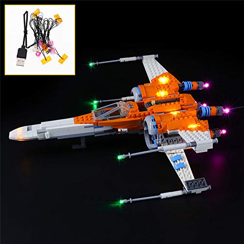 QJXF Juego de Luces USB Compatible con ala-X 75273 de Lego Star Wars PoE Dameron, LED Light Kit de (ala-X) de Bloques de creación de Modelos (no Incluido Modelo)