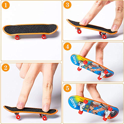 QNFY Finger Skateboard, 5PCS Mini Diapasones Profesionales Patineta de Dedo Monopatines de Juguete para Dedos Finger Skate Park Juegos Deportivos Decoración de Fiestas Regalo de Cumpleaños para Niños