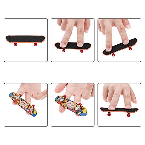 QNFY Finger Skateboard, 6PCS Mini Fingerboard Finger Skate Board Skatepark Juguete Mini Monopatines para Dedos Decoración de Fiestas Niños (Patrón Aleatorio)