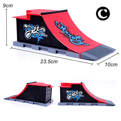 QNFY Mini Monopatín de Dedo Finger Skateboard con Juegos de Accesorios de Rampa Diapasón de Juguete Ultimate Parks Training Props Regalo de Cumpleaños para Niños (C)