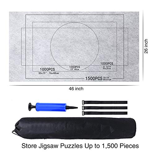 Queta Jigsaw Puzzle Roll Mat Puzzle Roll Mat Puzzle Storage Rollup para puzzles con cordón, bolsa de almacenamiento para hasta 1500 puzzles (gris)