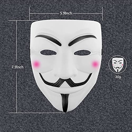 QUNPON Máscara de Halloween para disfraz de Vendetta Guy Fawkes