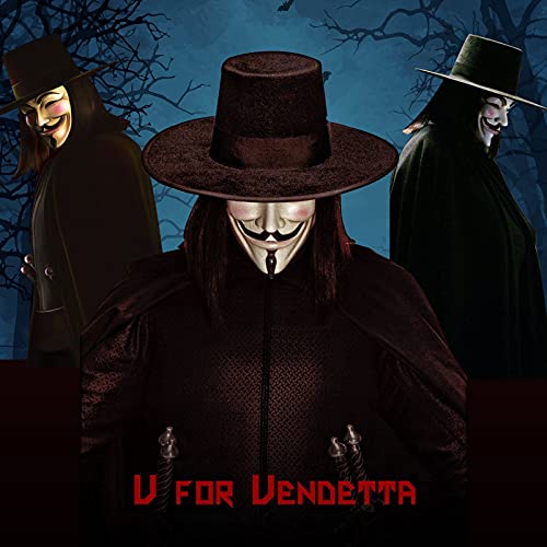 QUNPON Máscara de Halloween para disfraz de Vendetta Guy Fawkes