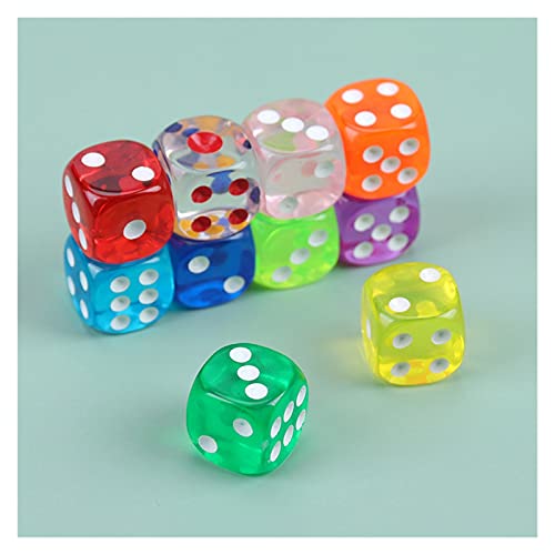 QWXX Juego de Dados 1 0pcs ktv Bar Club Party Family Games Colors Dice Dados Acrílico de 6 Caras Reloj Redondo Dados Digitales Artesanía Fina