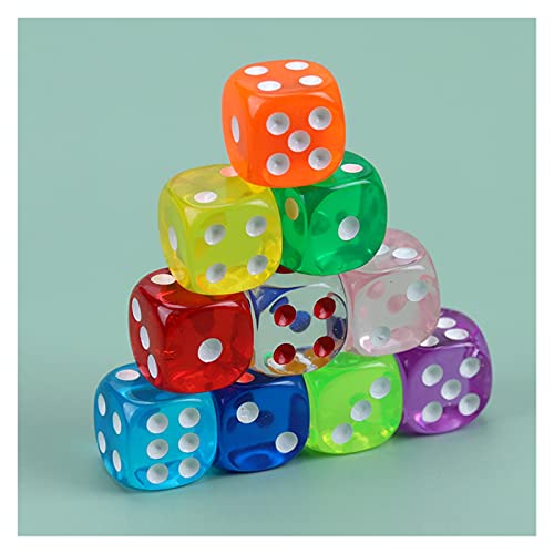 QWXX Juego de Dados 1 0pcs ktv Bar Club Party Family Games Colors Dice Dados Acrílico de 6 Caras Reloj Redondo Dados Digitales Artesanía Fina