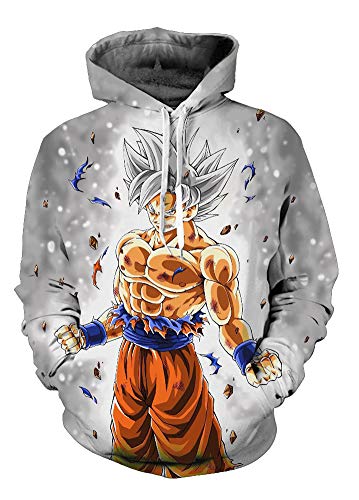 QYIFIRST Sudadera unisex con capucha de Anime 3D a Capuche Dragon Z, disfraz de cosplay de color gris A 5XL (pecho 125 cm)