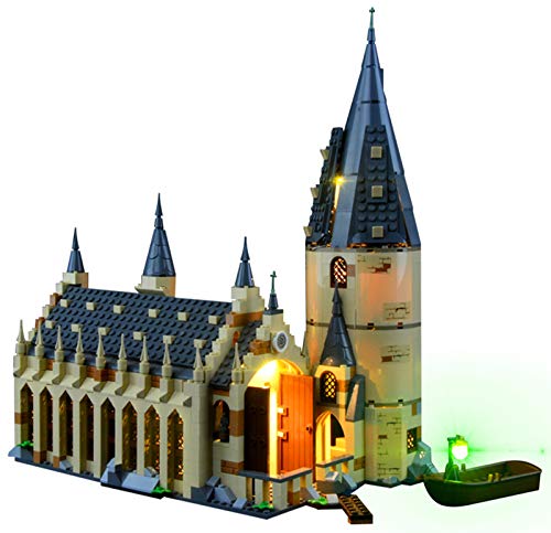 QZPM Conjunto De Luces (Harry Potter Gran Comedor De Hogwarts) Modelo De Construcción De Bloques, Kit De Luz LED Compatible con Lego 75954 (NO Incluido En El Modelo)