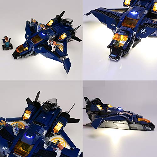 QZPM Conjunto De Luces (Quinjet Definitivo De Los Vengadores) Modelo De Construcción De Bloques Kit De Luz LED Compatible con Lego 76126, NO Incluido En El Modelo