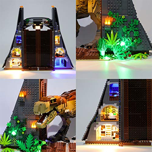 QZPM Kit De Iluminación Led para Lego (Jurassic World Caos del T. Rex) Compatible con Ladrillos De Construcción Lego Modelo 75936, Juego De Legos No Incluido