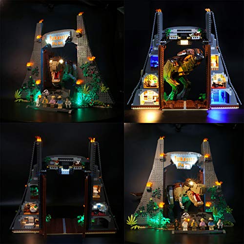 QZPM Kit De Iluminación Led para Lego (Jurassic World Caos del T. Rex) Compatible con Ladrillos De Construcción Lego Modelo 75936, Juego De Legos No Incluido