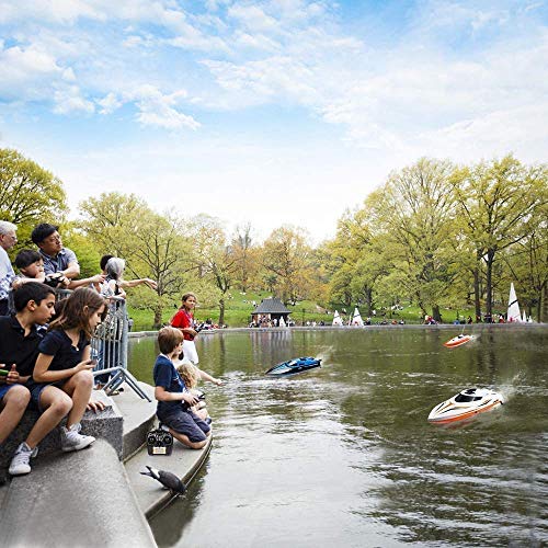 Rabing Barco de control remoto 2.4G, piscina de lago al aire libre de alta velocidad, bote de juguete con radio de 30 km / h para adultos y niños, bote de carreras de control remoto recargable