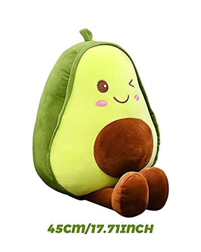 RAINBEAN Peluche de peluche de aguacate de 16.5 pulgadas, fruta suave y mullida Plushie lindo juguete abrazando almohada con pie, regalos para niños niñas y amigos Navidad