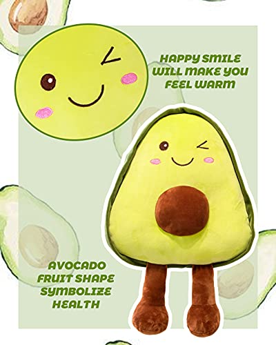 RAINBEAN Peluche de peluche de aguacate de 16.5 pulgadas, fruta suave y mullida Plushie lindo juguete abrazando almohada con pie, regalos para niños niñas y amigos Navidad