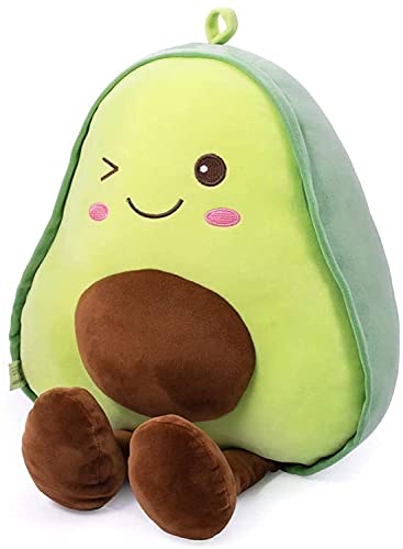 RAINBEAN Peluche de peluche de aguacate de 16.5 pulgadas, fruta suave y mullida Plushie lindo juguete abrazando almohada con pie, regalos para niños niñas y amigos Navidad