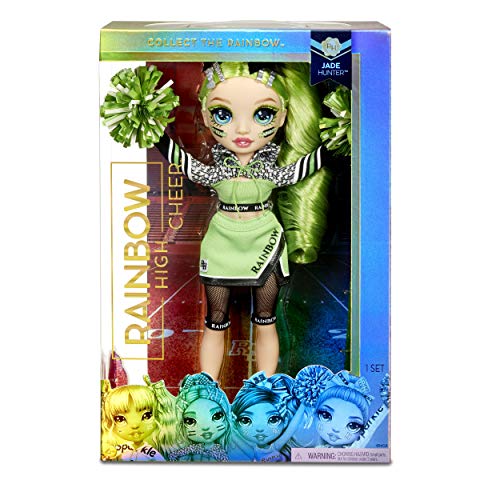 Rainbow High Cheer Muñeca de Moda - Vestidos Elegantes, Pompón y Muñeca Animadora Jade Hunter, Muñeca de Moda en Verde - Serie Rainbow High Cheer - Regalo Perfecto para Niñas a Partir de 6 Años