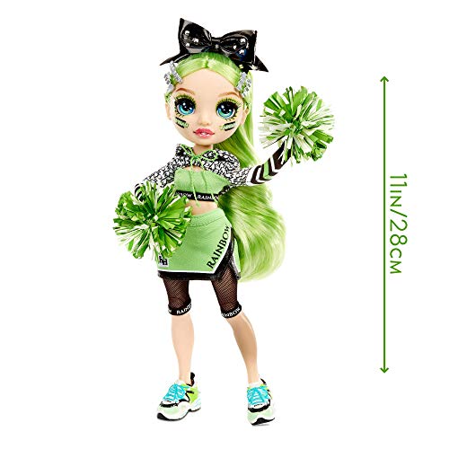 Rainbow High Cheer Muñeca de Moda - Vestidos Elegantes, Pompón y Muñeca Animadora Jade Hunter, Muñeca de Moda en Verde - Serie Rainbow High Cheer - Regalo Perfecto para Niñas a Partir de 6 Años