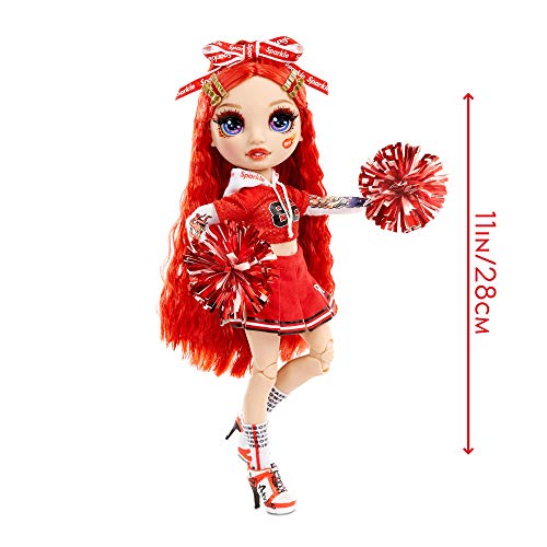 Rainbow High Cheer Muñeca de Moda - Vestidos Elegantes, Pompón y Muñeca Animadora Ruby Anderson, Muñeca de Moda en Rojo - Serie Rainbow High Cheer - Regalo Perfecto para Niñas a Partir de 6 Años