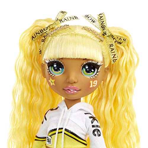 Rainbow High Cheer Muñeca de Moda - Vestidos elegantes, Pompones y Muñeca Animadora Sunny Madison en Amarillo - Serie Rainbow High Cheer - Regalo Perfecto para Niñas a Partir de los 6 Años