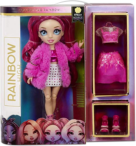 Rainbow High Muñeca de Moda Stella Monroe - Muñeca en Rosa, Conjuntos Elegantes, Accesorios y Soporte para Muñecas - Rainbow High Serie 2 - Regalo Perfecto para Niñas a Partir de 6 Años