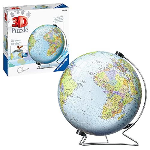 Ravensburger 12436 Globo 3D Puzzle, 540 Piezas, Multicolor, Edad Recomendada 10+, Dimensiones 27.5 x 23.3 cm