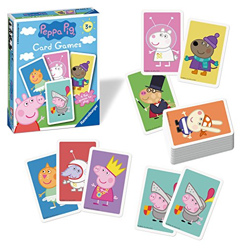 Ravensburger 20346 Peppa Pig-Card Juego para niños de 3 años y Up-Play 4 emocionantes Favoritos Snap, Happy Families, Swap or Pair