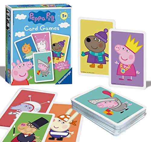 Ravensburger 20346 Peppa Pig-Card Juego para niños de 3 años y Up-Play 4 emocionantes Favoritos Snap, Happy Families, Swap or Pair