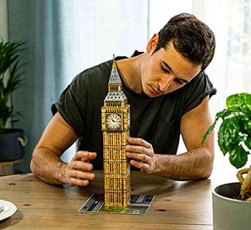 Ravensburger- Big Ben 3D Puzzle, 216pc, Color marrón, Amarillo, Gris, 27.2 x 19.3 x 6.9 (646607)