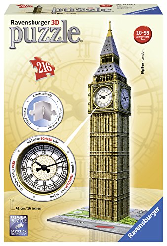 Ravensburger - Big Ben Reloj automático, puzzle 3D, 5.5x5.5x39 cm (125869)