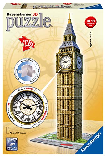 Ravensburger - Big Ben Reloj automático, puzzle 3D, 5.5x5.5x39 cm (125869)