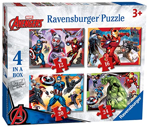 Ravensburger Marvel Avengers – Caja de 4 Pulgadas (12, 16, 20, 24 Piezas) Rompecabezas para niños a Partir de 3 años, 0 (6942)