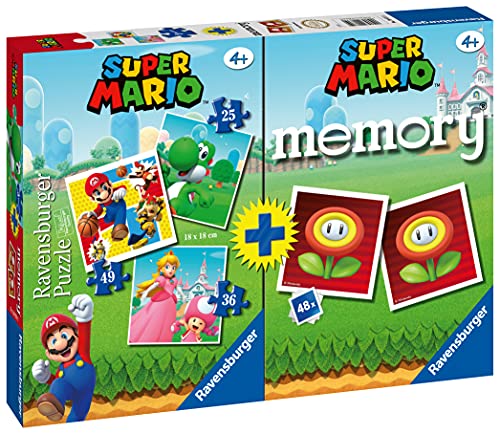 Ravensburger, Multipack Super Mario, Memory y Rompecabezas, Rompecabezas y Juego para Niños y Niñas, Edad Recomandada 4+