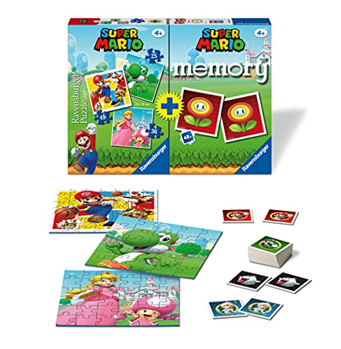 Ravensburger, Multipack Super Mario, Memory y Rompecabezas, Rompecabezas y Juego para Niños y Niñas, Edad Recomandada 4+