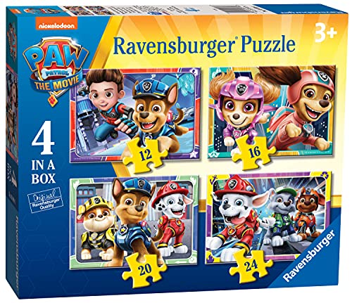 Ravensburger Puzzle, Paw Patrol Movie, 4 Puzzle in a Box, Puzzles para Niños, Edad Recomendada 3+, Rompecabeza de Calidad