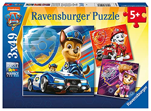 Ravensburger Puzzle, Paw Patrol Movie, Puzzle 3x49 Piezas, Puzzles para Niños, Edad Recomendada 5+, Rompecabeza de Calidad