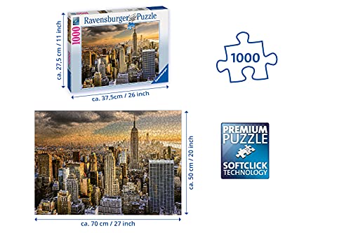 Ravensburger Puzzle, Puzzle 1000 Piezas, Majestuosa New York, Puzzles para Adultos, Puzzle Nueva York, Rompecabezas Ravensburger de Alta Calidad