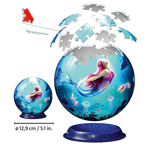 RAVENSBURGER PUZZLE- Puzzle-Ball Bezaubernde Meerjungfrauen Ravensburger 11250-Puzzle 3D (72 Piezas, a Partir de 6 años), diseño de Sirenas, Multicolor (11250)