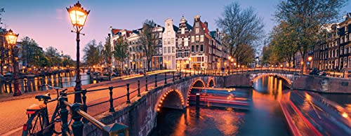 Ravensburger Puzzle, Puzzles 1000 Piezas, Evening in Amsterdam, Puzzles para Adultos, Puzzle Panorama, Puzzle Ravensburger