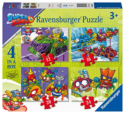 Ravensburger Puzzle, Super Zings, 4 puzzle in a Box, Puzzle Niños, Edad Recomendada 3+ , Rompecabezas Ravensburger