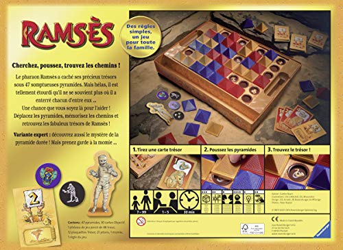 Ravensburger Ramsès 26717 - Juego de Mesa para Familia de 1 a 5 Jugadores Desde 7 años, versión Francesa