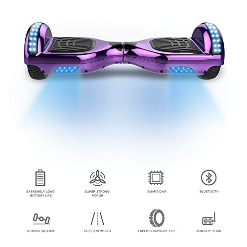 RCB Hoverboard Patinete Eléctrico Self Balancing Scooter de Auto-Equilibrio Luces LED Integradas con Hoverkart Go-Kart Bluetooth Regalo para Niños y Adultos 6.5