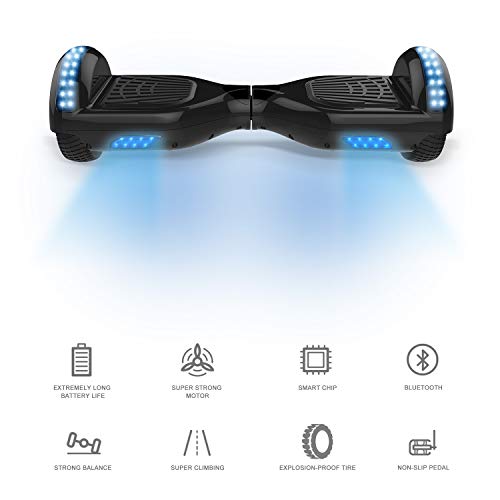 RCB Hoverboard Patinete Eléctrico Self Balancing Scooter de Auto-Equilibrio Luces LED Integradas con Hoverkart Go-Kart Bluetooth Regalo para Niños y Adultos 6.5