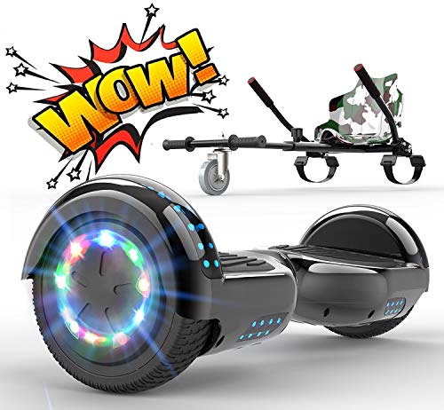 RCB Hoverboard Patinete Eléctrico Self Balancing Scooter de Auto-Equilibrio Luces LED Integradas con Hoverkart Go-Kart Bluetooth Regalo para Niños y Adultos 6.5