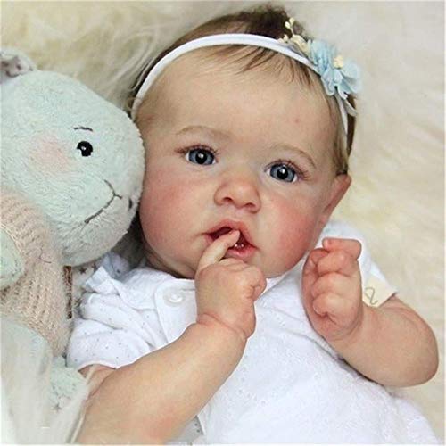 Reborn Baby Dolls Grey Eyes Girl Muñeca recién Nacida Suave y Completo Cuerpo de Silicona Muñecas de crianza realistas Muñecas Ligeras y Lavables para niños pequeños Juguetes para niños