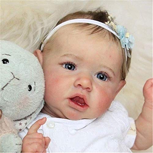 Reborn Baby Dolls Grey Eyes Girl Muñeca recién Nacida Suave y Completo Cuerpo de Silicona Muñecas de crianza realistas Muñecas Ligeras y Lavables para niños pequeños Juguetes para niños