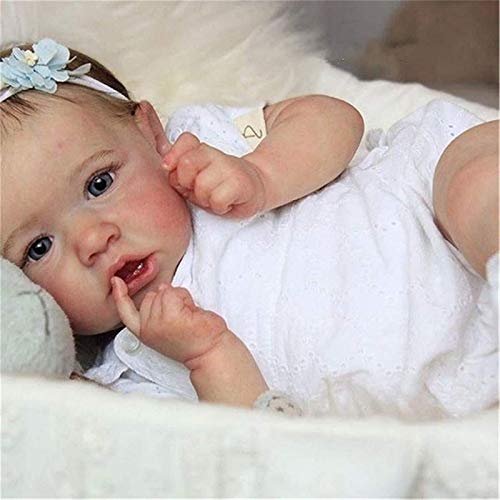 Reborn Baby Dolls Grey Eyes Girl Muñeca recién Nacida Suave y Completo Cuerpo de Silicona Muñecas de crianza realistas Muñecas Ligeras y Lavables para niños pequeños Juguetes para niños