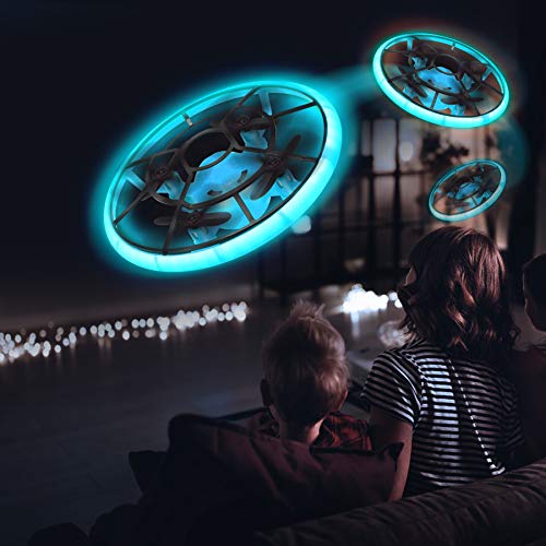 Regalos para niños, RC Helicopteros Teledirigidos con Luces LED Brillantes, Mini Drone para Principiante y niños, Juguete Voladora con 2 baterías, 360° Flip, Altitud Hold, Modo sin Cabeza (Azul)