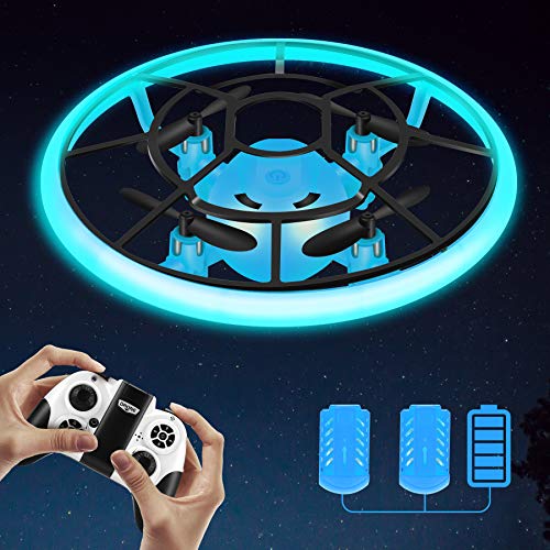 Regalos para niños, RC Helicopteros Teledirigidos con Luces LED Brillantes, Mini Drone para Principiante y niños, Juguete Voladora con 2 baterías, 360° Flip, Altitud Hold, Modo sin Cabeza (Azul)