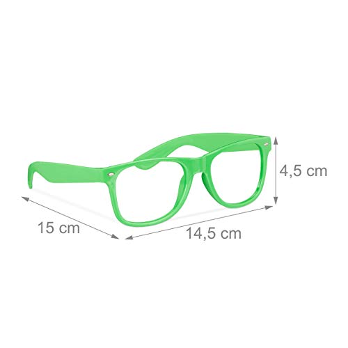 Relaxdays Gafas Fiesta, Pack de 4, para Disfraz de Carnaval o Photocall, Talla Única, PP, 4,5x14,5x15 cm, Multicolor