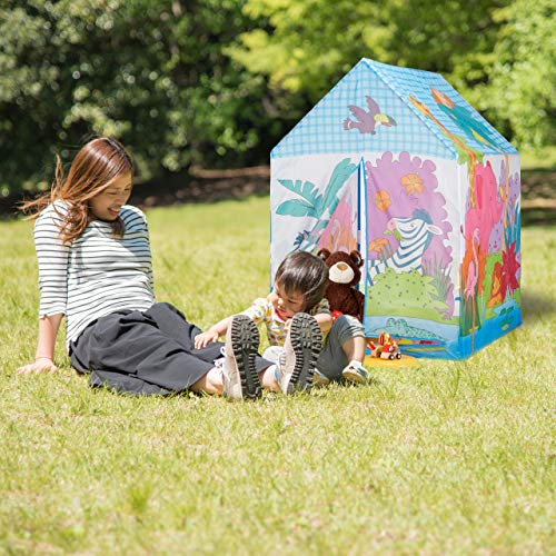 Relaxdays Tienda Campaña Infantil Jungla, Poliéster, Azul y Rojo, 102 x 72 x 95 cm